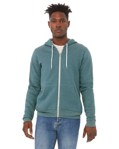 BELLA + CANVAS Unisex Sponge Fleece Full-Zip Hooded Sweatshirt 3739 #color_HTHR DEEP TEAL