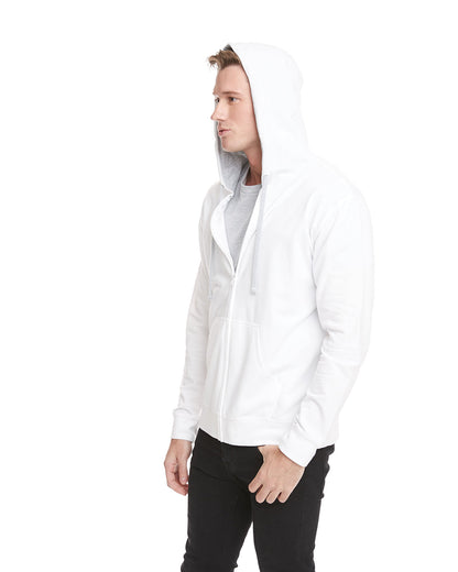 Next Level Apparel Adult Laguna French Terry Full-Zip Hooded Sweatshirt 9601 #color_WHITE / HTHR GRAY