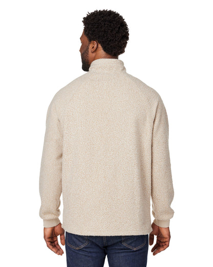 North End Men's Aura Sweater Fleece Quarter-Zip NE713 #color_OATML HTHR / TEAK