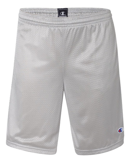 Champion Polyester Mesh 9" Shorts with Pockets S162 #color_Athletic Grey