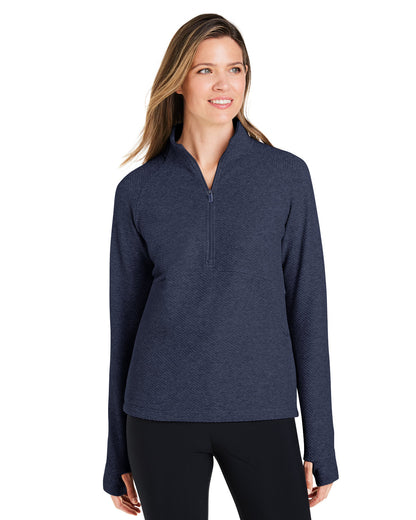 North End Ladies' Spirit Textured Quarter-Zip NE725W #color_CLASSIC NAVY HTH