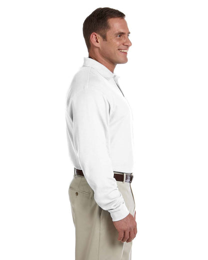 Devon & Jones Men's Pima Piqué Long-Sleeve Polo D110 #color_WHITE