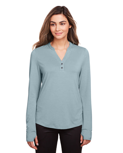 North End Ladies' Jaq Snap-Up Stretch Performance Pullover NE400W #color_OPAL BLUE