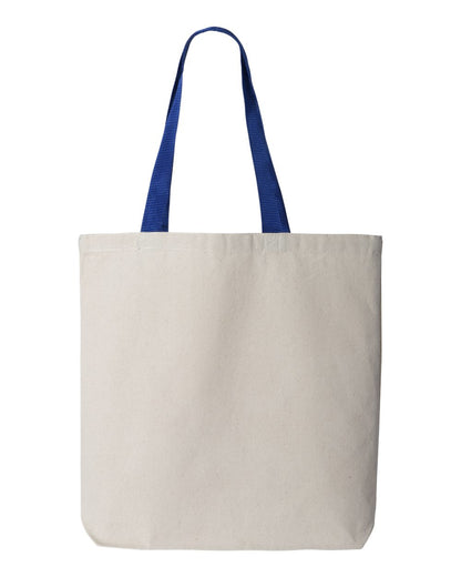 Q-Tees 11L Canvas Tote with Contrast-Color Handles Q4400 #color_Natural/ Royal