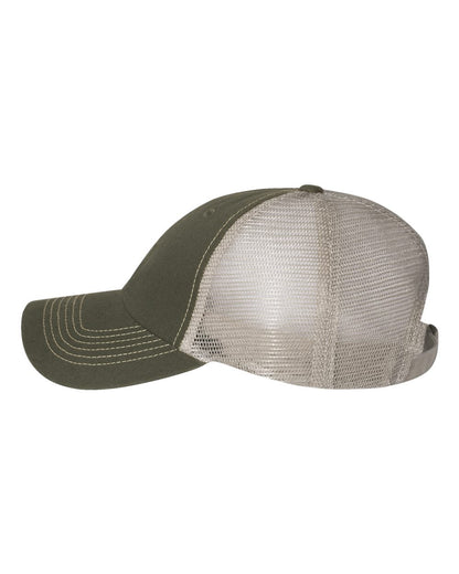Sportsman Contrast-Stitch Mesh-Back Cap 3100 #color_Olive/ Khaki