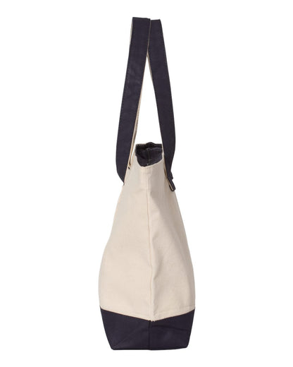 Q-Tees 19L Zippered Tote Q1300 #color_Natural/ Navy