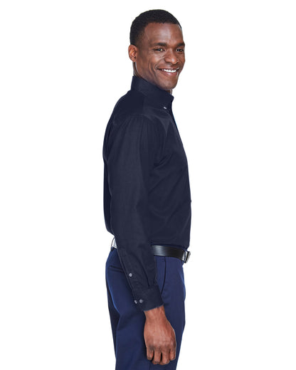 Harriton Men's Tall Easy Blend™ Long-Sleeve Twill Shirt with Stain-Release M500T #color_NAVY