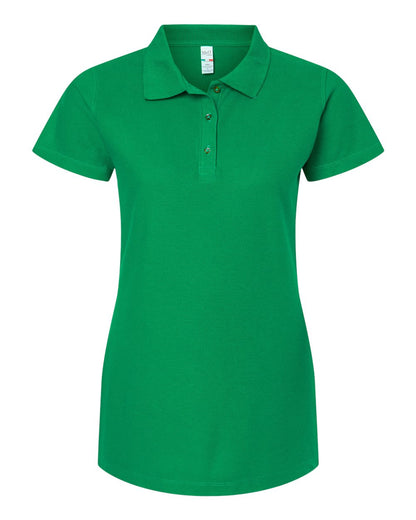 M&O Women's Ringspun Pique Polo 7600 #color_Fine Kelly Green