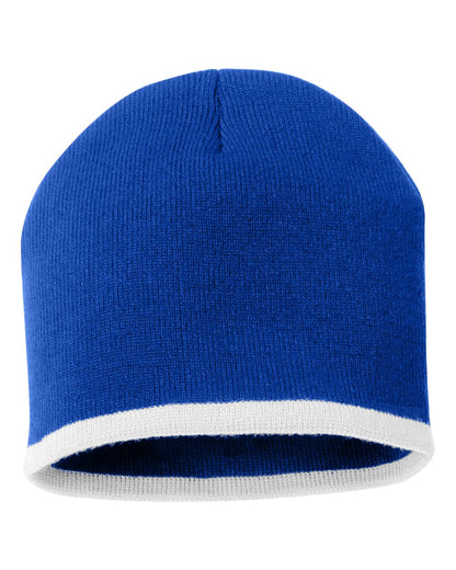 Sportsman 8" Bottom-Striped Beanie SP09 #color_Royal/ White