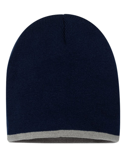 Sportsman 8" Bottom-Striped Beanie SP09 #color_Navy/ Grey