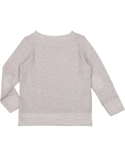 Rabbit Skins Toddler Harborside Melange French Terry Crewneck with Elbow Patches RS3379 #color_GRAY MELANGE