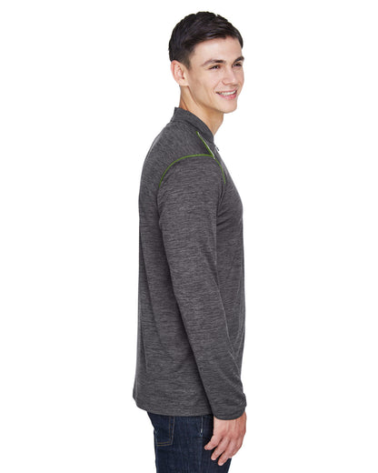 Core365 Men's Kinetic Performance Quarter-Zip CE401 #color_CARBON / ACD GRN