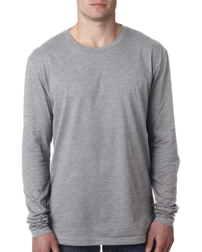 Next Level Apparel Men's Cotton Long-Sleeve Crew N3601 #color_HEATHER GRAY