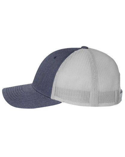 Richardson Low Pro Trucker Cap 115 #color_Heather Navy/ Silver