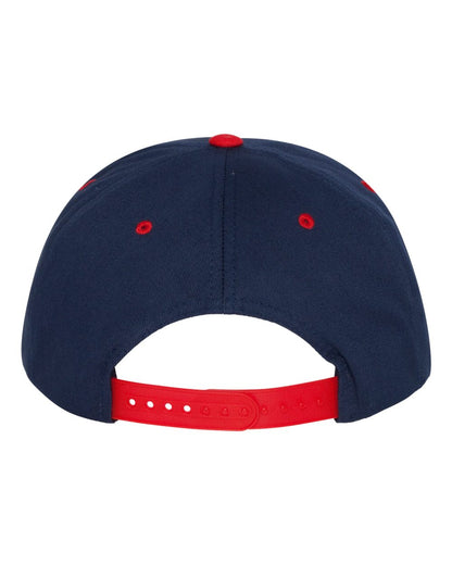 YP Classics Five-Panel Cotton Twill Snapback Cap 6007 #color_Navy/ Red