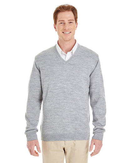 Harriton Men's Pilbloc™ V-Neck Sweater M420 #color_GREY HEATHER