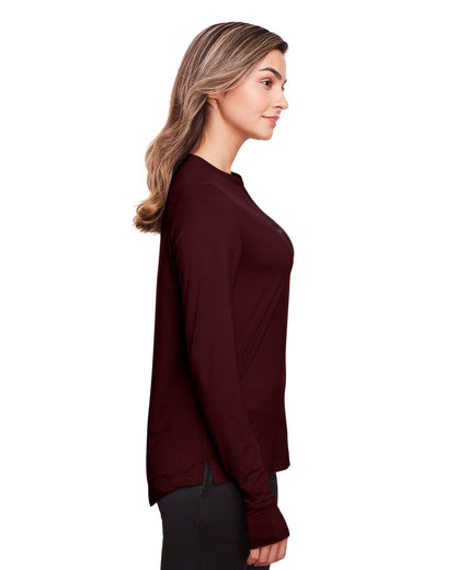 North End Ladies' Jaq Snap-Up Stretch Performance Pullover NE400W #color_BURGUNDY