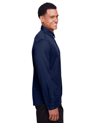 Devon & Jones CrownLux Performance® Men's Plaited Button-Down DG20Z #color_NAVY