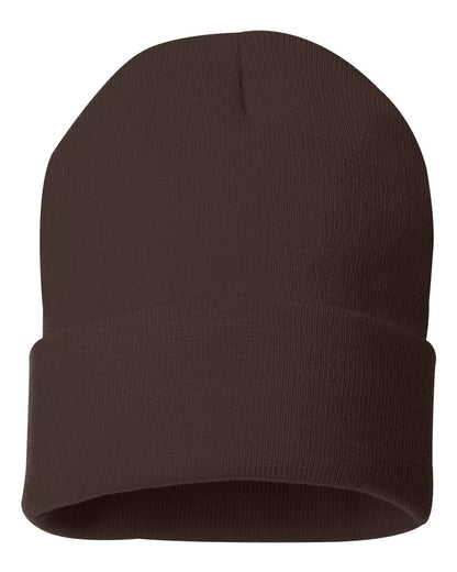 Sportsman 12" Solid Cuffed Beanie SP12 #color_Brown