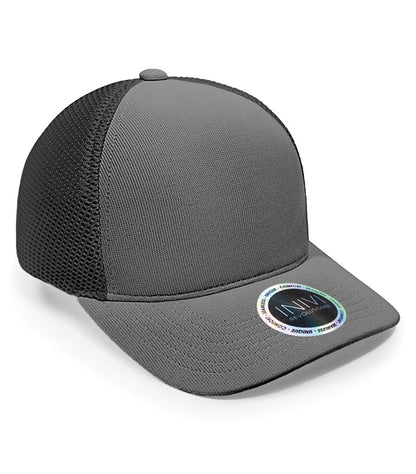 INIVI Tenfour 2 Panel Trucker Cap IV162 #color_Dark Grey/Black
