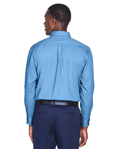 Harriton Men's Easy Blend™ Long-Sleeve Twill Shirt with Stain-Release M500 #color_LT COLLEGE BLUE