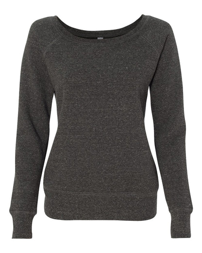 BELLA + CANVAS Ladies' Sponge Fleece Wide Neck Sweatshirt 7501 #color_Charcoal Black Triblend