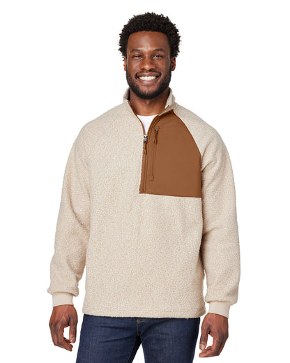 North End Men's Aura Sweater Fleece Quarter-Zip NE713 #color_OATML HTHR / TEAK