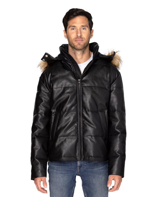 Threadfast Unisex Vegan Leather Puffer Jacket 397J