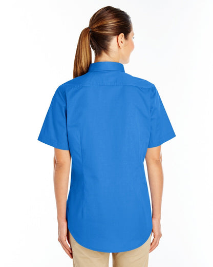 Harriton Ladies' Foundation Cotton Short-Sleeve Twill Shirt with Teflon™ M582W #color_FRENCH BLUE