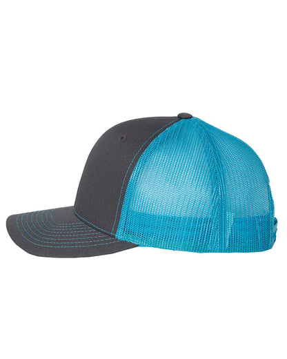 Richardson Snapback Trucker Cap 112 #color_Charcoal/ Neon Blue