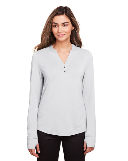 North End Ladies' Jaq Snap-Up Stretch Performance Pullover NE400W #color_PLATINUM