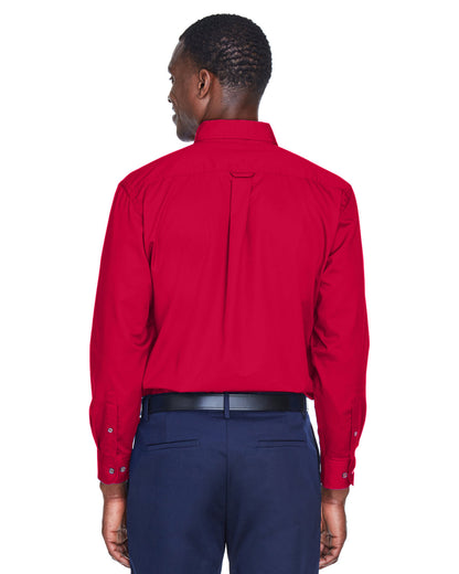 Harriton Men's Easy Blend™ Long-Sleeve Twill Shirt with Stain-Release M500 #color_RED