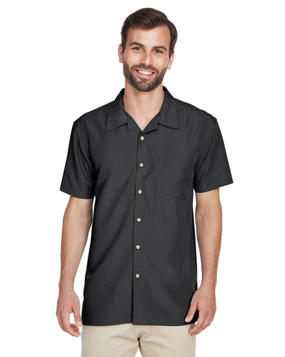 Harriton Men's Barbados Textured Camp Shirt M560 #color_BLACK