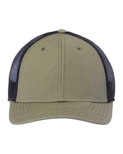 Atlantis Headwear Sustainable Recy Three Trucker Cap RETH #color_Olive/ Black