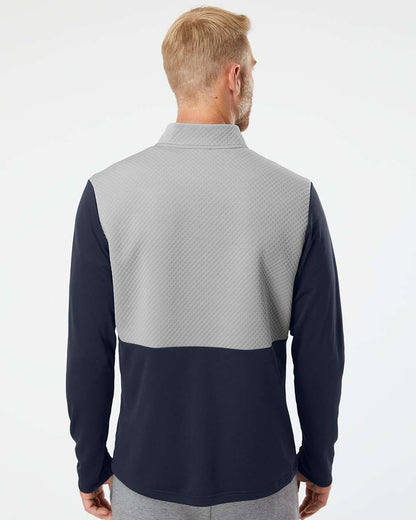 Adidas Textured Mixed Media Quarter-Zip Pullover A532 #colormdl_Collegiate Navy/ Grey Three