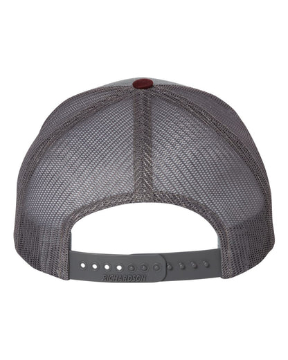 Richardson Snapback Trucker Cap 112 #color_Heather Grey/ Charcoal/ Maroon