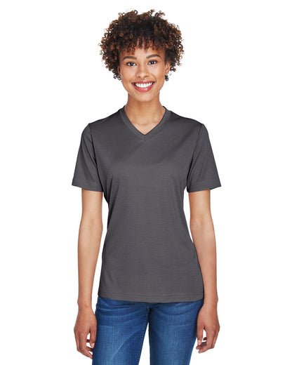 Team 365 Ladies' Sonic Heather Performance T-Shirt TT11HW #color_DK GREY HEATHER