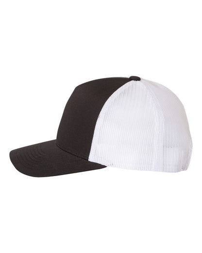 YP Classics Five-Panel Retro Trucker Cap 6506 #color_Black/ White