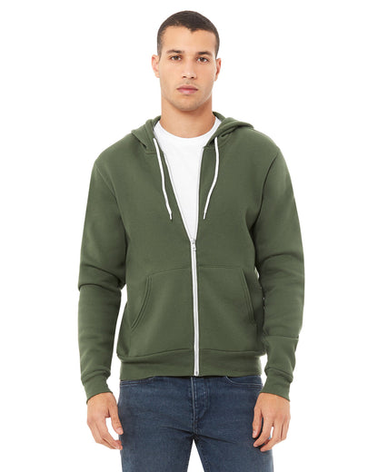 BELLA + CANVAS Unisex Sponge Fleece Full-Zip Hooded Sweatshirt 3739 #color_MILITARY GREEN