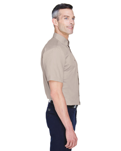 Harriton Men's Easy Blend™ Short-Sleeve Twill Shirt with Stain-Release M500S #color_STONE