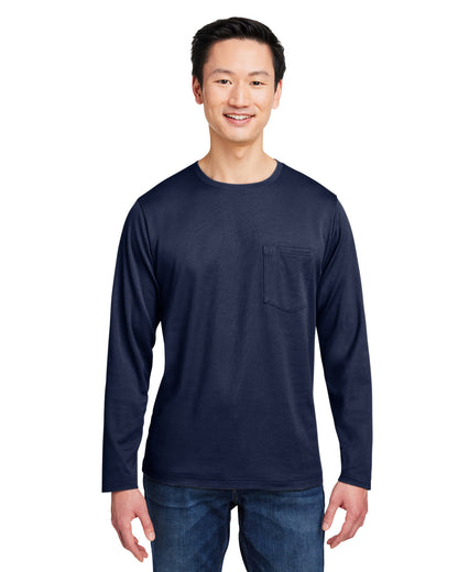 Harriton Unisex Charge Snag and Soil Protect Long-Sleeve T-Shirt M118L #color_DARK NAVY