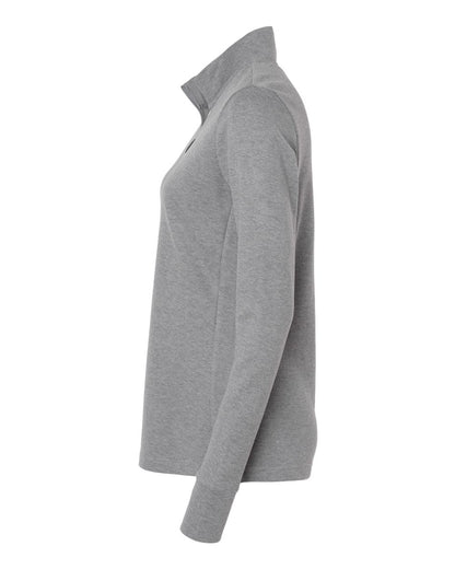 Adidas Women's 3-Stripes Quarter-Zip Sweater A555 #color_Grey Three Melange