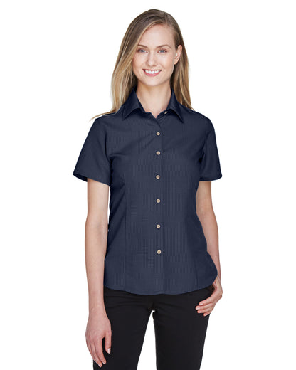 Harriton Ladies' Barbados Textured Camp Shirt M560W #color_NAVY