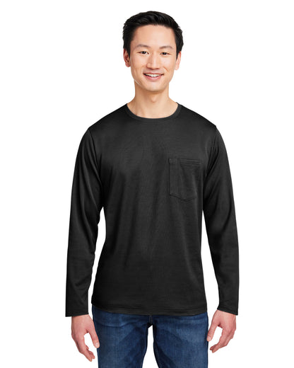 Harriton Unisex Charge Snag and Soil Protect Long-Sleeve T-Shirt M118L #color_BLACK