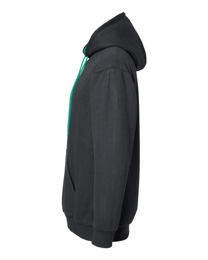 King Fashion Two-Tone Hooded Sweatshirt KF9041 #color_Black/ Kelly