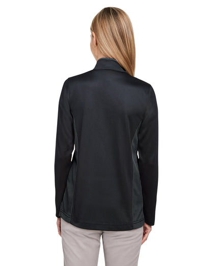 Harriton Ladies' Flash Snag Protection Plus IL Colorblock Quarter-Zip M786W #color_BLACK / DK CHRCL