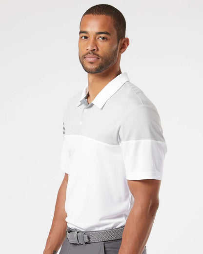 Adidas Heathered 3-Stripes Colorblocked Polo A213 #colormdl_White/ Vista Grey