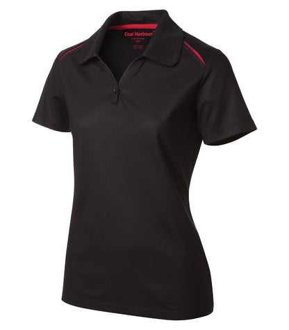 Coal Harbour Snag Resist Co Inset Lds' Polo L4002 #color_Black/Red