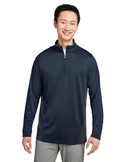 Harriton Men's Flash Snag Protection Plus IL Colorblock Quarter-Zip M786 #color_DK NVY / DK CHRCL