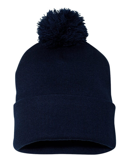 Sportsman 12" Pom-Pom Cuffed Beanie SP15 #color_Navy